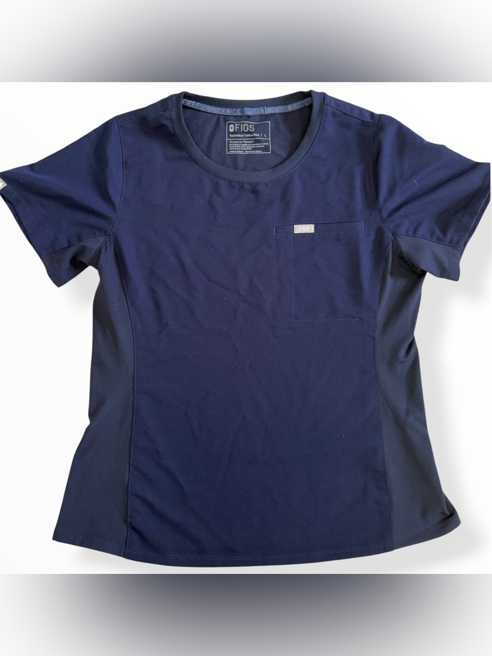 FIGS Technical Collection Womens Scrub Top Shirt Round Neck Slim Fit Size Large